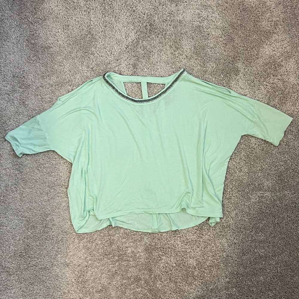 Jennifer Lopez Mint Green Short Sleeve Flowy Top
